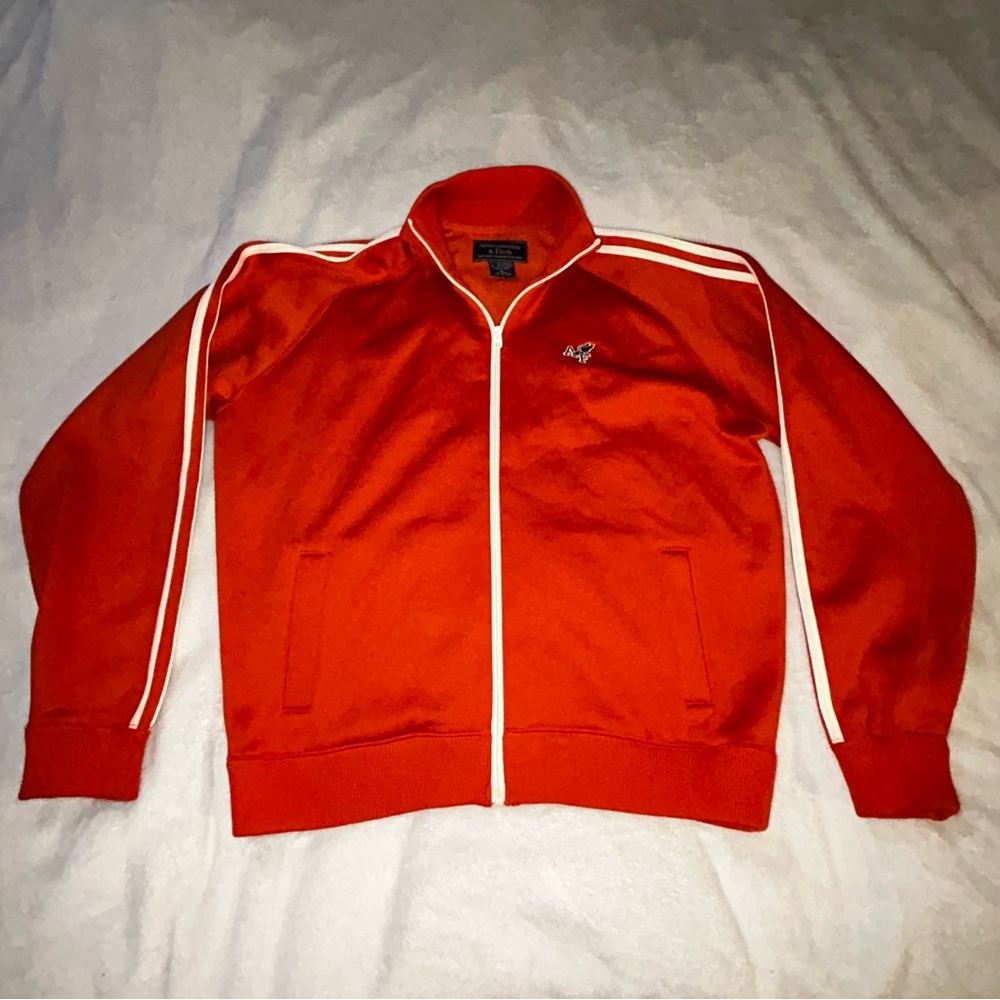 Vintage Abercrombie And Fitch Orange Muscle Track Jacket - Size XL